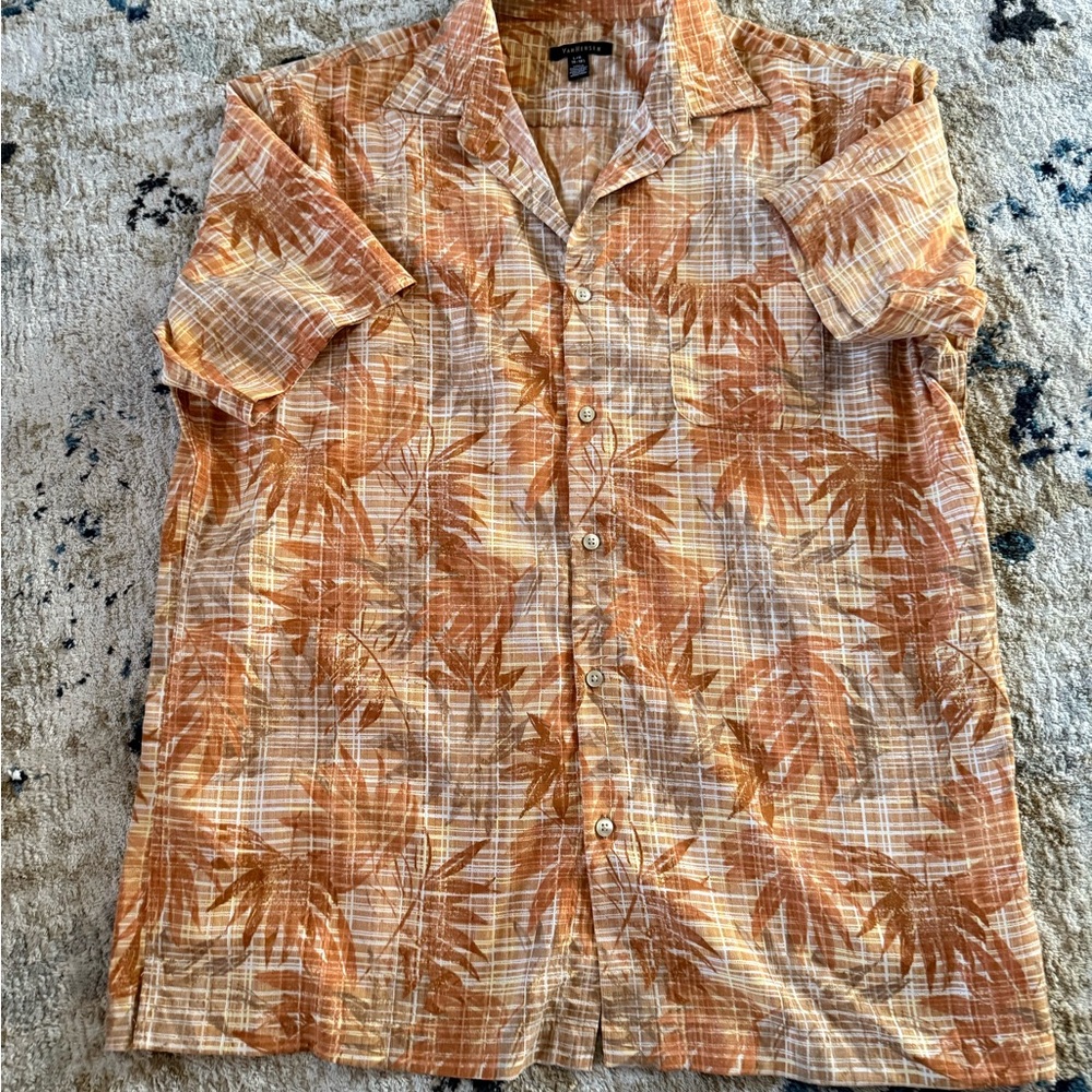 Van Heusen Brown and White Checkered Shirt